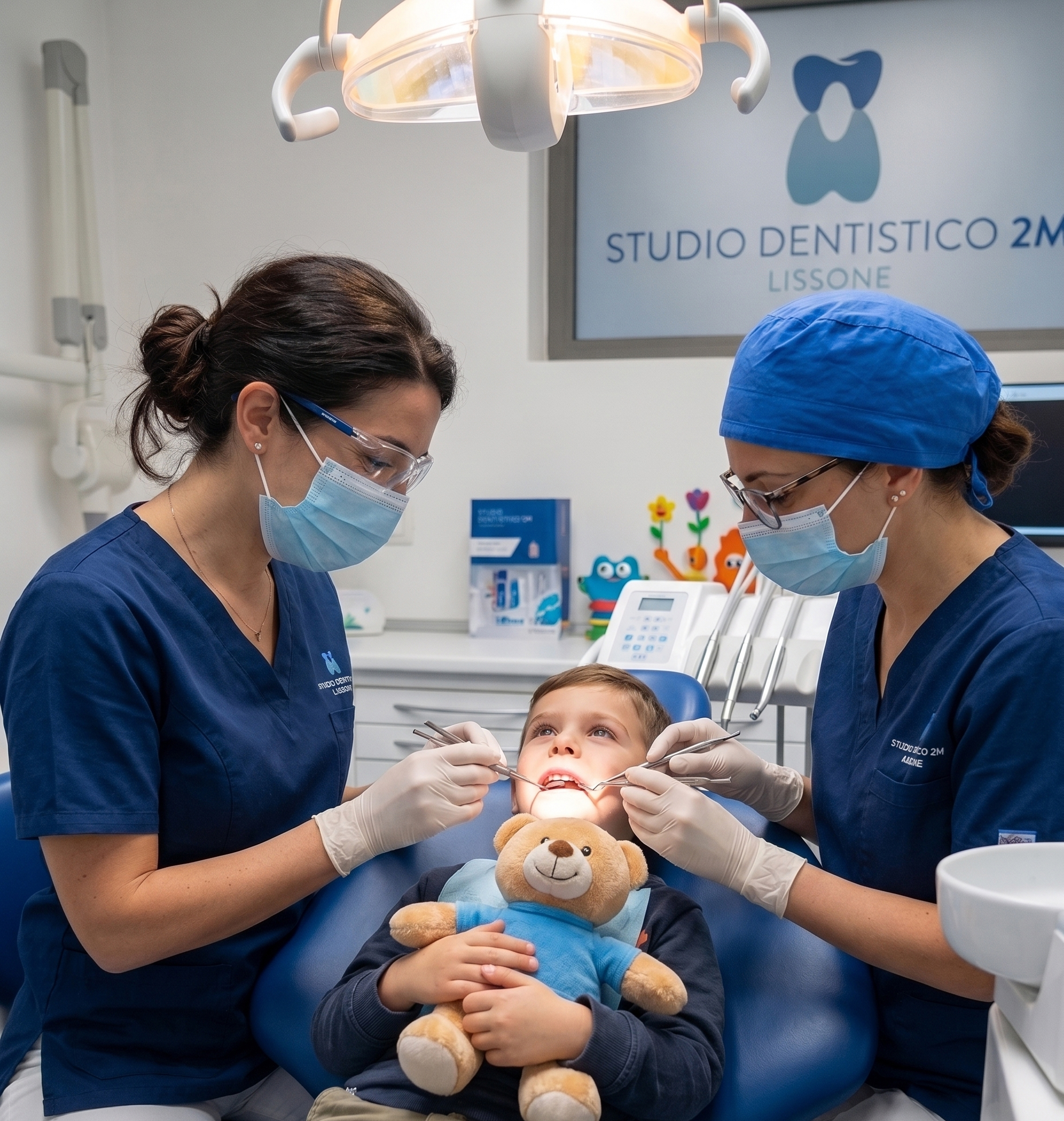 Bambino che sorride con l'apparecchio - Odontoiatria Pediatrica Lissone